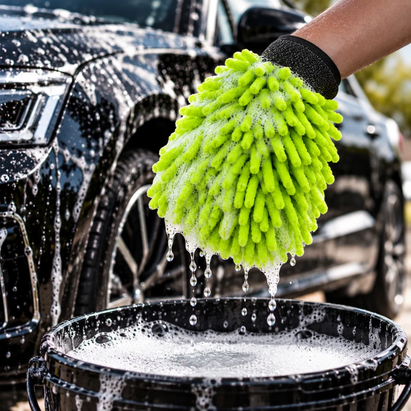 Kaiser Large Chenille Wash Mitt V3 – rękawica do mycia auta, zielona