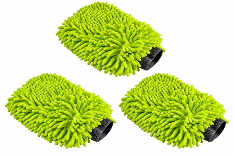 Kaiser Large Chenille Wash Mitt V3 – zestaw 3 rękawic do mycia auta, zielone