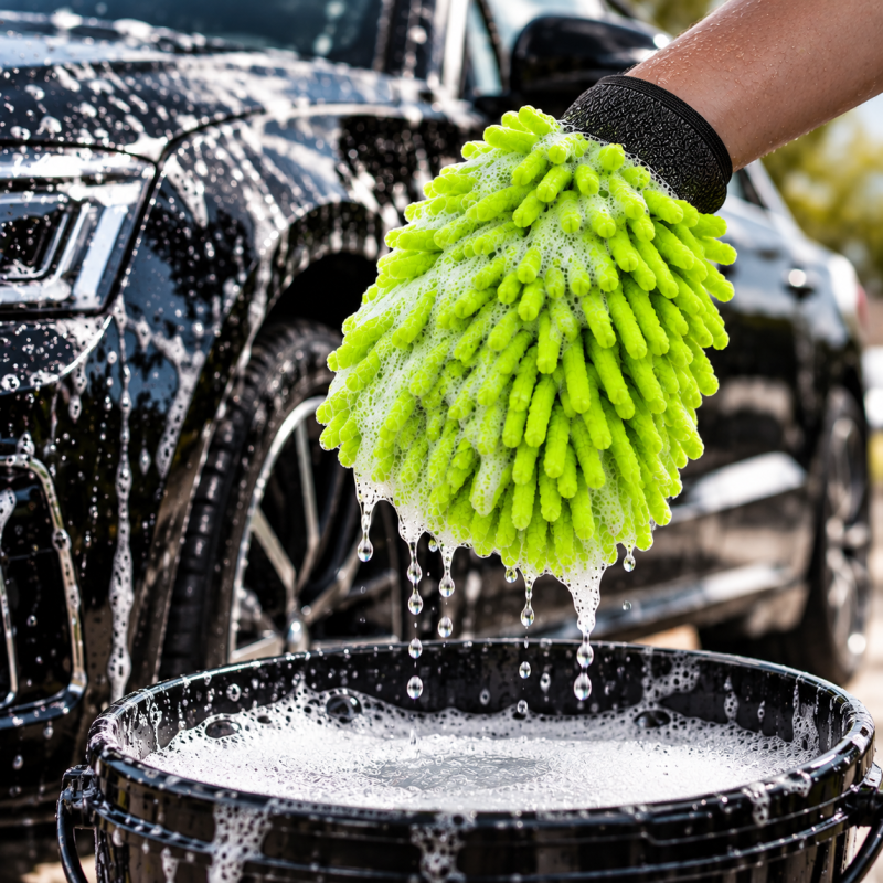 Kaiser Large Chenille Wash Mitt V3 – zestaw 3 rękawic do mycia auta, zielone