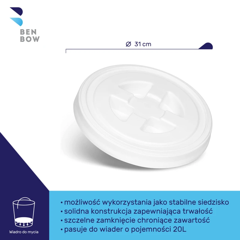 Benbow Pokrywa zakręcana do wiadra czarna – szczelna pokrywka 31 cm